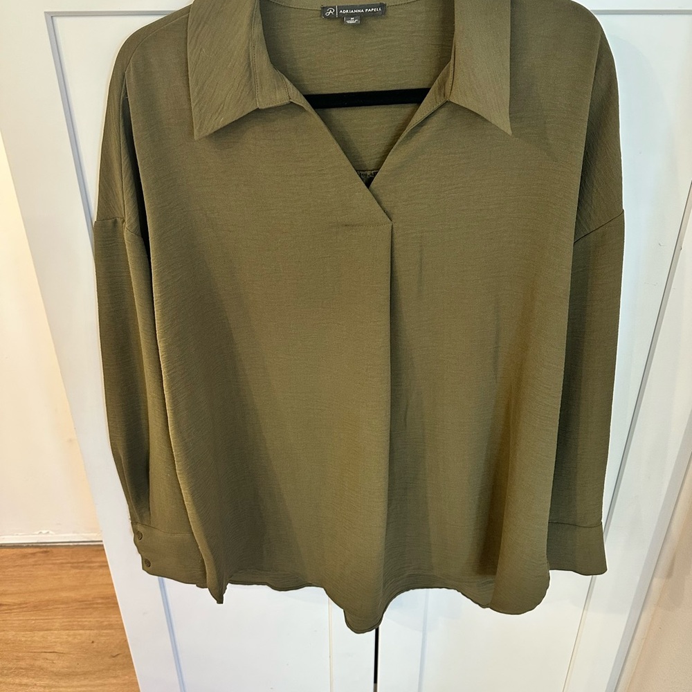 Adrianna Papell Olive Green Blouse - M